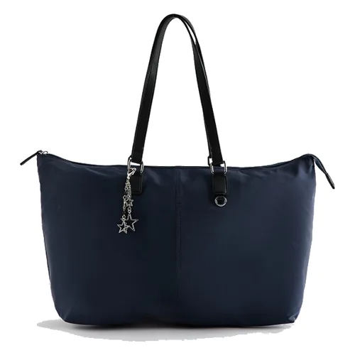 Granatowa torba shopper z brelokiem