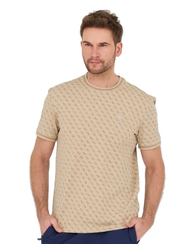 GUESS Beżowy męski t-shirt Marshall
