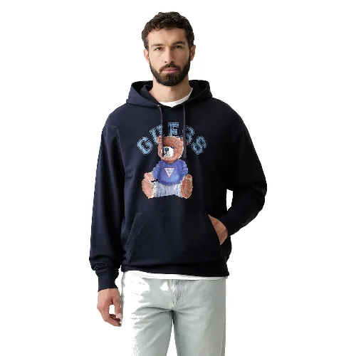 Guess bluza z kapturem męska z bawełną