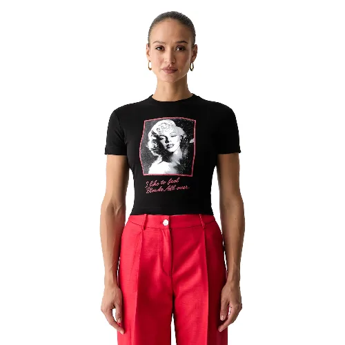 Guess crop top damski z wiskozą MARILYN MONROE