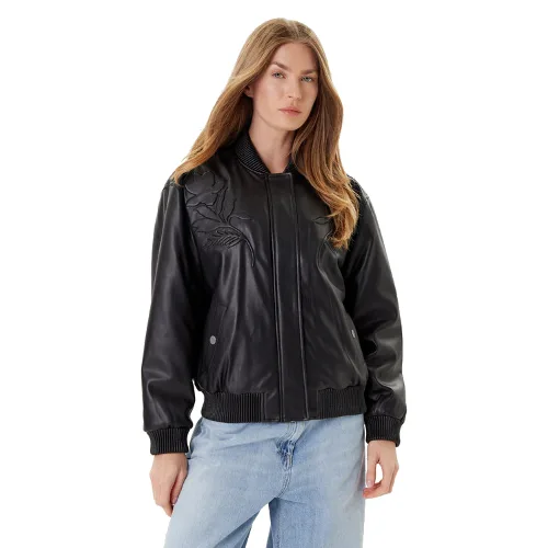 Guess Kurtka z imitacji skóry W5YL06 WE480 Czarny Regular Fit