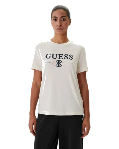 Guess T-Shirt V6RI13 KD772 Écru Regular Fit
