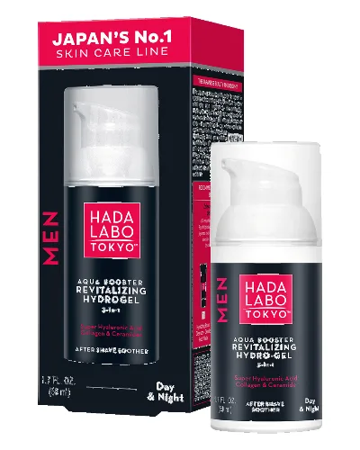 Hada Labo Tokyo Men Aqua Booster żel nawilżająco-rewitalizujący na dzień i noc dla mężczyzn z 4 formami kwasu hialuronowego i kolagenem 50 ml
