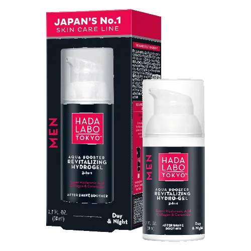 Hada Labo Tokyo Men Aqua Booster żel nawilżająco-rewitalizujący na dzień i noc dla mężczyzn z 4 formami kwasu hialuronowego i kolagenem 50 ml