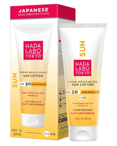 Hada Labo Tokyo Sun Lotion emulsja do opalania SPF 50 do ciała z Super Hyaluronic Acid™, D-pantenolem i skwalanem 200 ml
