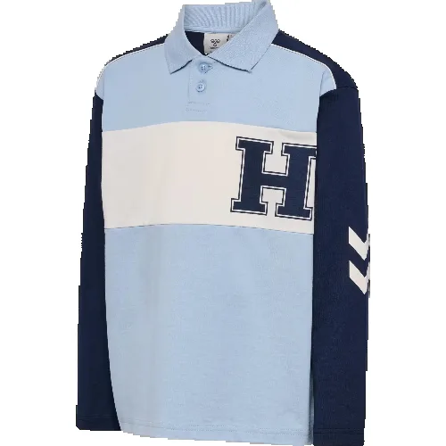 hummel polo z długim rękawem z dżerseju z bawełny organicznej - CASHMERE BLUE