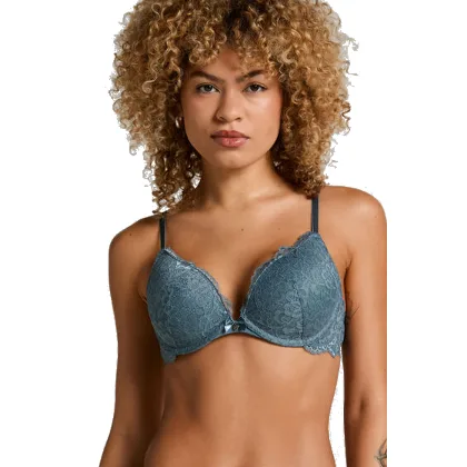 Hunkemöller Wyściełany biustonosz push-up z fiszbinami Marine Niebieski