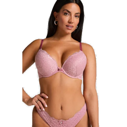 Hunkemöller Wyściełany biustonosz push-up z fiszbinami Marine Różowy