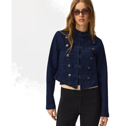 Jeansowa kurtka typu napoleon jacket granatowa