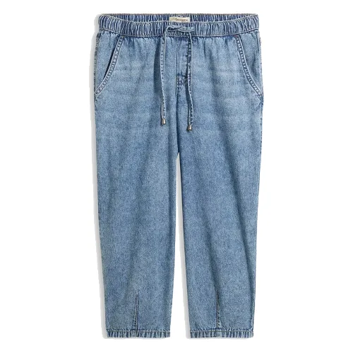 Jeansy barrel, mid waist, cropped