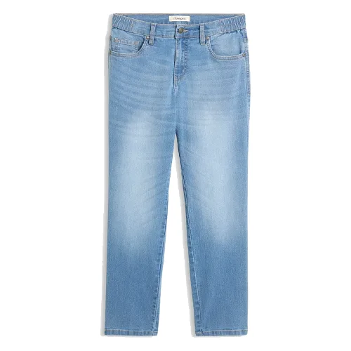 Jeansy straight, mid waist, cropped