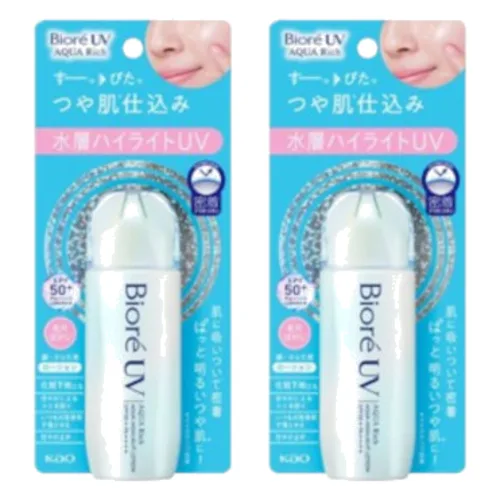 Kao - Biore UV Aqua Rich Aqua Highlight Lotion SPF50+ PA++++ - 70ml (2szt.) Set