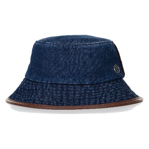Kapelusz typu bucket z domieszką bawełny unisex granatowo - brązowy