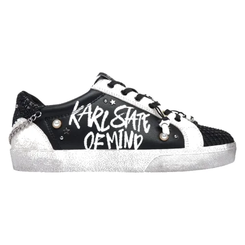 KARL LAGERFELD Czarno-białe damskie trampki SKOOL KARL STATE OF MIND