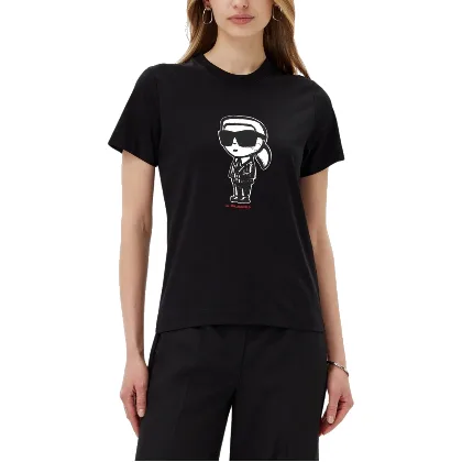 KARL LAGERFELD Czarny damski t-shirt Ikon Sketch Karl