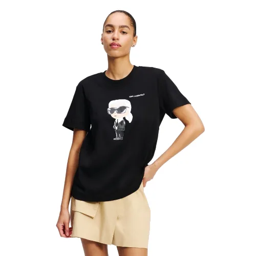 KARL LAGERFELD Czarny t-shirt damski Ikon Aquarelle K