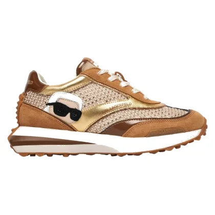 KARL LAGERFELD Jasnobrązowe damskie sneakersy z cyrkoniami ZONE NFT GEMSTONE