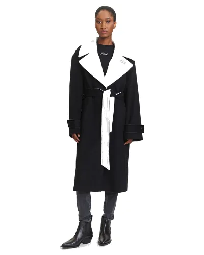 KARL LAGERFELD Płaszcz wełniany A3W15010 Czarny Regular Fit