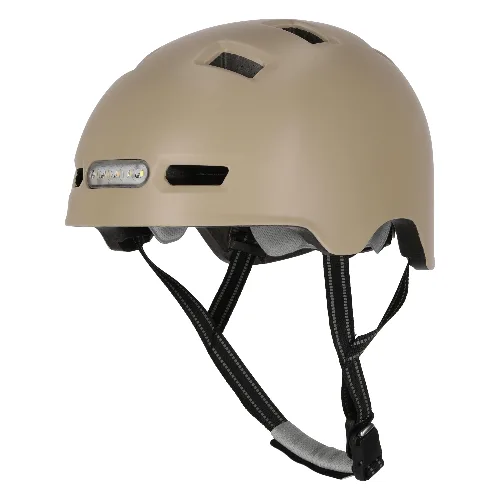 Kask Rowerowy Skater z Oświetleniem Przednim i Tylnym |Beżowy M 54-57cm |EN1078