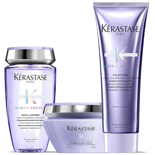 Kérastase Blond Absolu Lumiere Shampoo, Conditioner and Masque Trio szampon, odżywka i maska do włosów blond