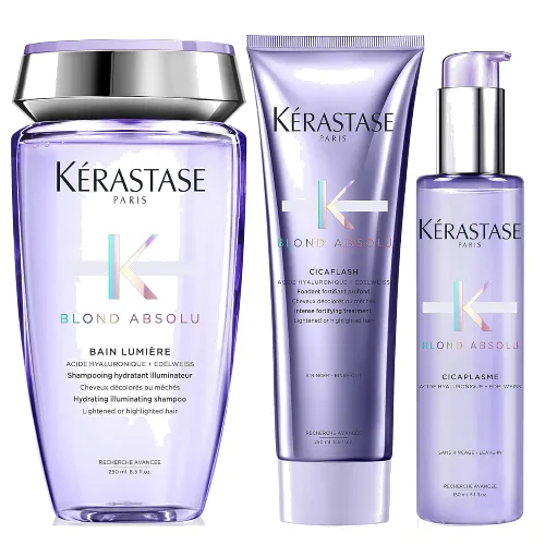Kérastase Blond Absolu Shampoo, Conditioner and Treatment Hair Routine for Lightened or Highlighted Hair