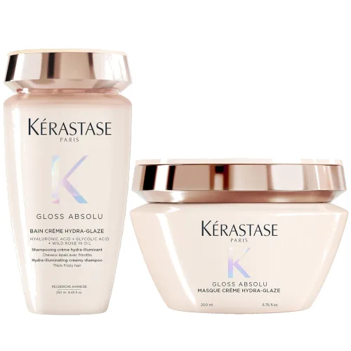 Kérastase Gloss Absolu Bain Crème Hydra-Glaze Shampoo and Mask For Thick Frizzy Hair