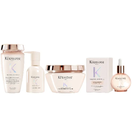 Kérastase Gloss Absolu Bain Crème Hydra-Glaze Shampoo, Mask , Cream and Oil For Thick Frizzy Hair