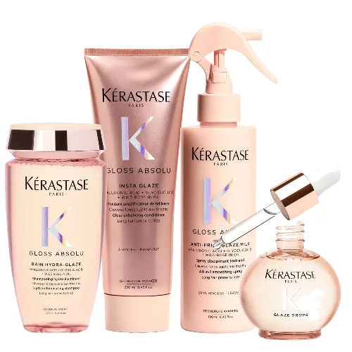 Kérastase Gloss Absolu Shampoo, Conditoner, Milk and Oil Bundle