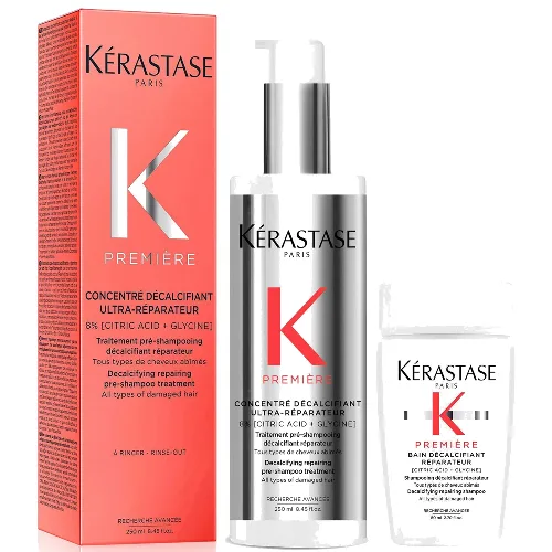 Kérastase Première Decalcifying Pre-Shampoo with Travel Size Shampoo for Damaged Hair with Pure Citric Acid