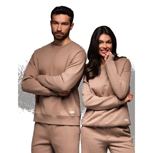 Klasyczna dresowa bluza unisex z okrągłym dekoltem – brązowa V16