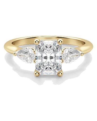 Klasyczny Pierścionek Zaręczynowy Radiant z Gruszkowymi Bocznymi Kamieniami 1.50 krt Naturalny Diament 585 Żółte Złoto (14K)