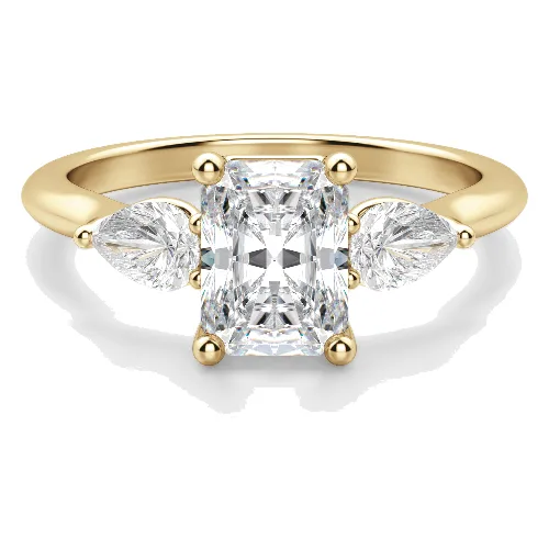 Klasyczny Pierścionek Zaręczynowy Radiant z Gruszkowymi Bocznymi Kamieniami 1.50 krt Naturalny Diament 585 Żółte Złoto (14K)