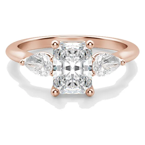 Klasyczny Pierścionek Zaręczynowy Radiant z Gruszkowymi Bocznymi Kamieniami 1.50 krt Naturalny Diament 750 Różowe Złoto (18K)