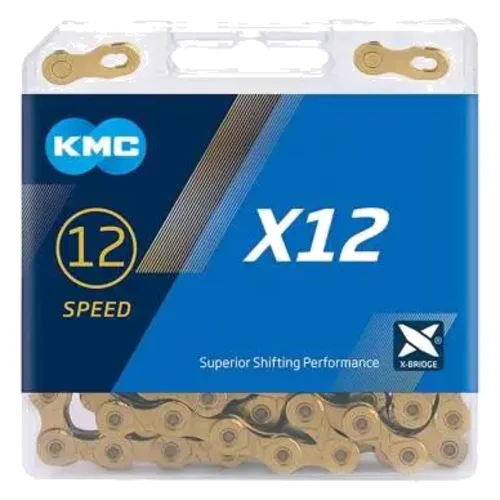 KMC Fahrrad Kette X12 Ti-N 12-fach gold 126 Glieder, 1/2" x 11/128"