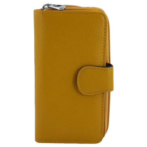 Kolorowy portfel skórzany damski - Żółty ciemny