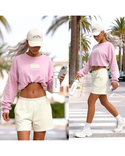 Komplet dresowy Duo Short kokos-puder