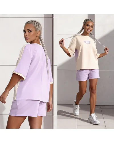 Komplet dresowy T-shirt Duo fiolet-kokos