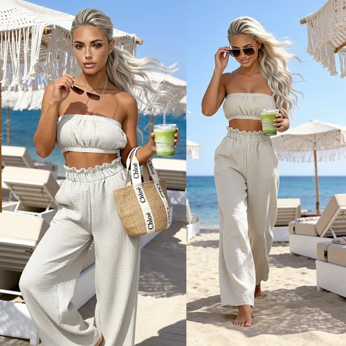 Komplet muślinowy Santorini latte