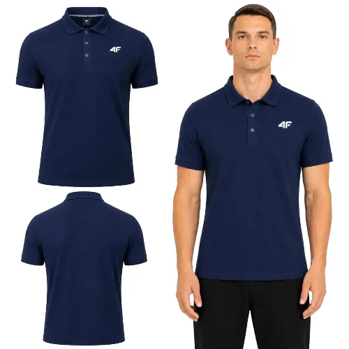 KOSZULKA MĘSKA POLO 4F SPORTOWA BAWEŁNIANA GRANATOWA M0771 SS26
