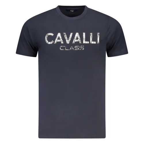 KOSZULKA Z KRÓTKIM RĘKAWEM CAVALLI CLASS MĘSKA NIEBIESKA