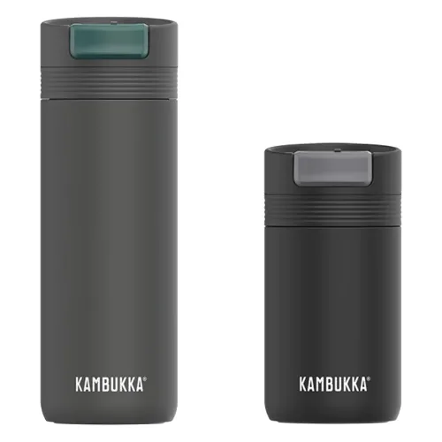 Kubek termiczny duży Cabo 500ml Grey + mały 300ml Black Kambukka Off you go