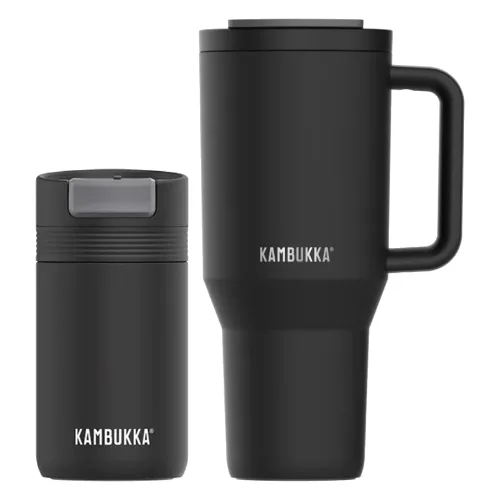 Kubek termiczny duży Rio 950ml + mały Cabo 300ml Zestaw Kambukka Black Onyx