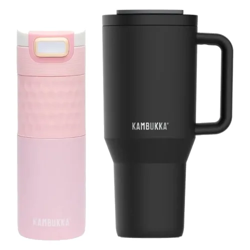 Kubek termiczny ze słomką Rio + kubek na kawę Etna Grip Kambukka Rider Pink