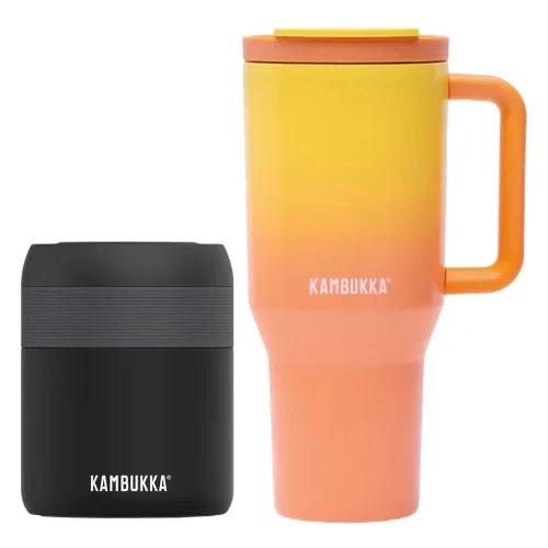 Kubek termiczny ze słomką Rio + termos obiadowy Zestaw Kambukka Tangerine Splash