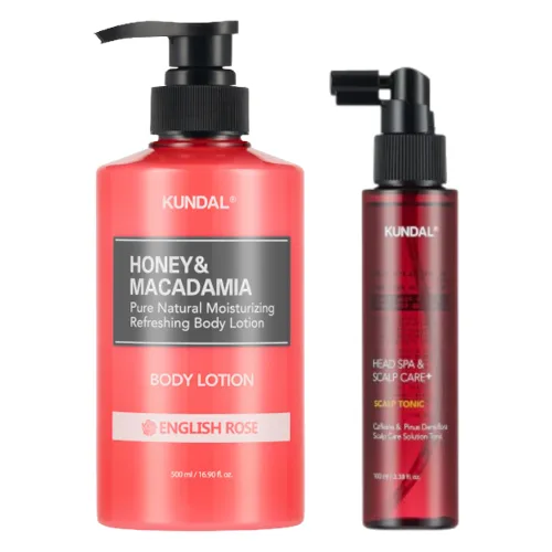 Kundal - Head Spa & Scalp Care Scalp Tonic + Pure Body Lotion English Rose Set