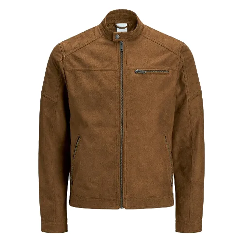 Kurtka Jack & Jones Rocky zamszowa koniakowa