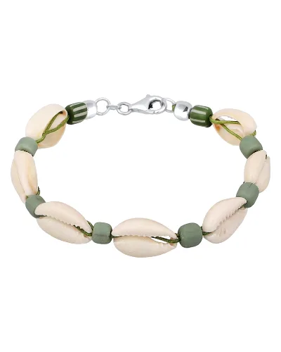 KUZZOI Męska bransoletka Surfer Style Festival z muszlami Kauri ze srebra próby 925 Sterling Silver Biżuteria męska 1 ct Męskie
