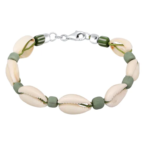KUZZOI Męska bransoletka Surfer Style Festival z muszlami Kauri ze srebra próby 925 Sterling Silver Biżuteria męska 1 ct Męskie