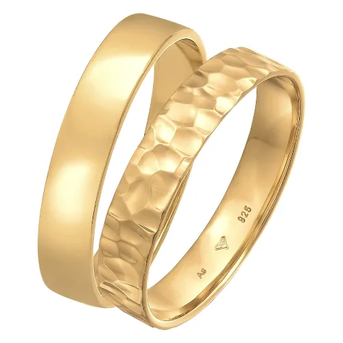 KUZZOI Męska obrączka Basic z młotkowanego srebra próby 925 Sterling Silver, zestaw Pierścionki 1 ct Męskie