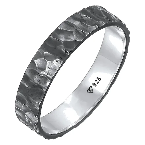 KUZZOI Męska obrączka Organic ze strukturą ze srebra próby 925 Sterling Silver Pierścionki 1 ct Męskie